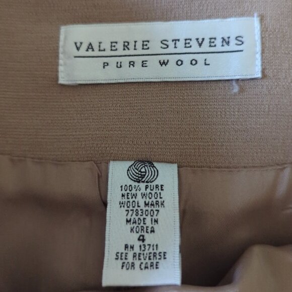 Valerie Stevens Pencil Skirt Size 4 Tan Pure Wool - Picture 4 of 8